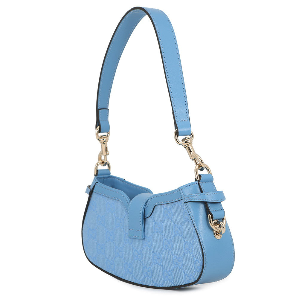 GUCCI GG Canvas Moonside One-Shoulder Bag Light Blue786035 Canvas Leather Size Mini