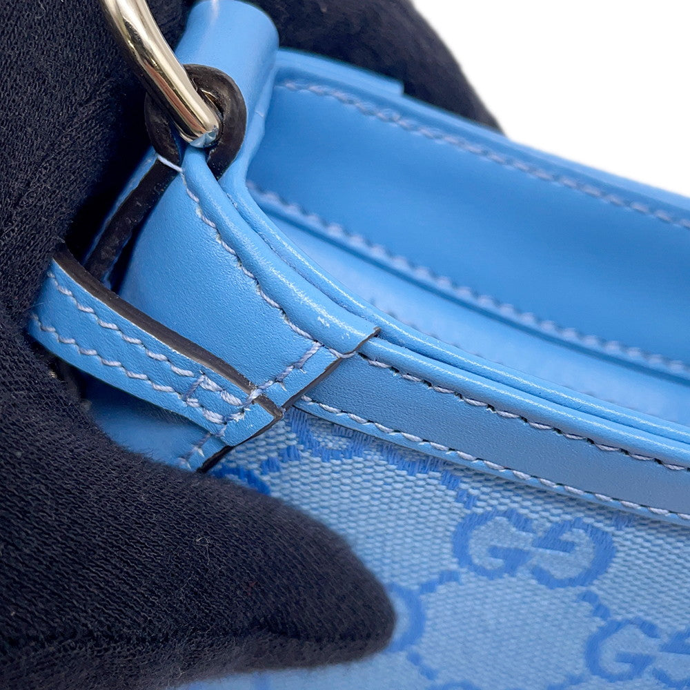 GUCCI GG Canvas Moonside One-Shoulder Bag Light Blue786035 Canvas Leather Size Mini