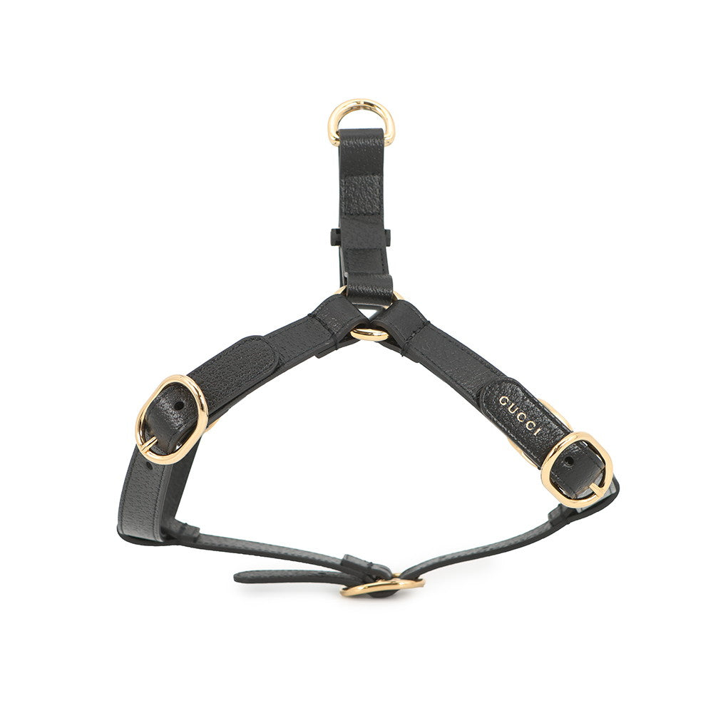 GUCCI Interlocking G Pet Harness Black692963 Leather Size M
