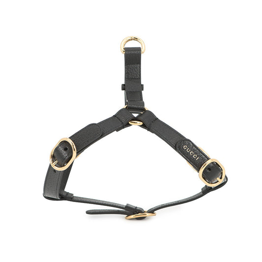 GUCCI Interlocking G Pet Harness Black692963 Leather Size M