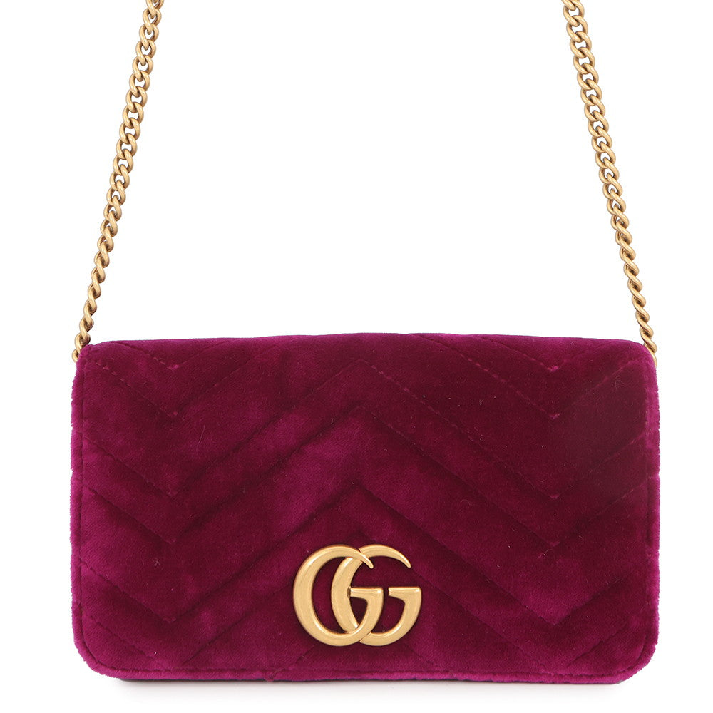 GUCCI GG Marmont ChainShoulder Bag Purple488426 Velour