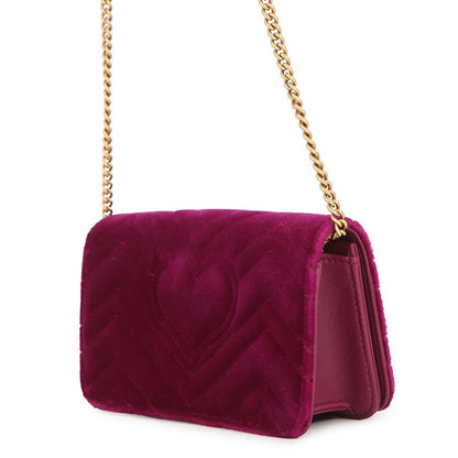 GUCCI GG Marmont ChainShoulder Bag Purple488426 Velour