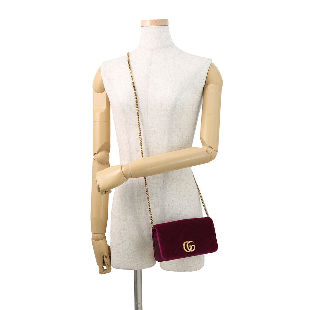 GUCCI GG Marmont ChainShoulder Bag Purple488426 Velour