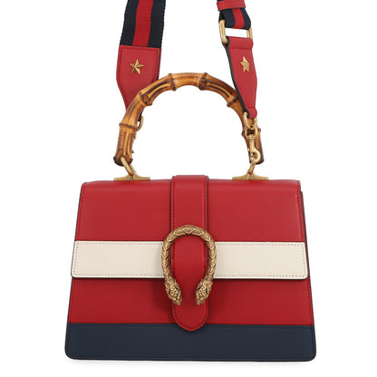 GUCCI Bamboo Dionysus 2-Way Handbag Red/White/Navy448075 Leather Bamboo