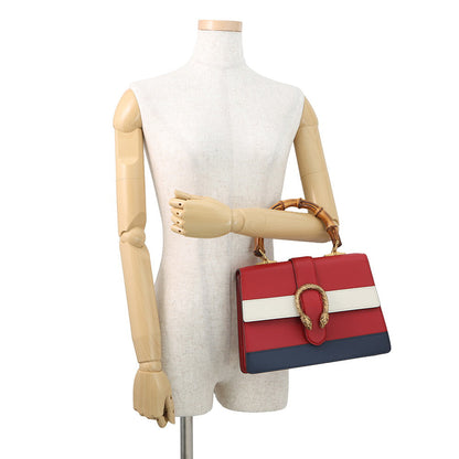 GUCCI Bamboo Dionysus 2-Way Handbag Red/White/Navy448075 Leather Bamboo