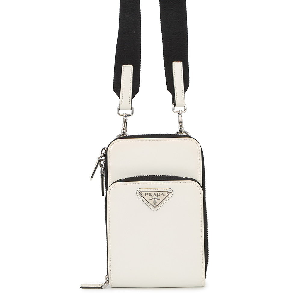 PRADA Triangle Smartphone Shoulder White2ZH126 Leather