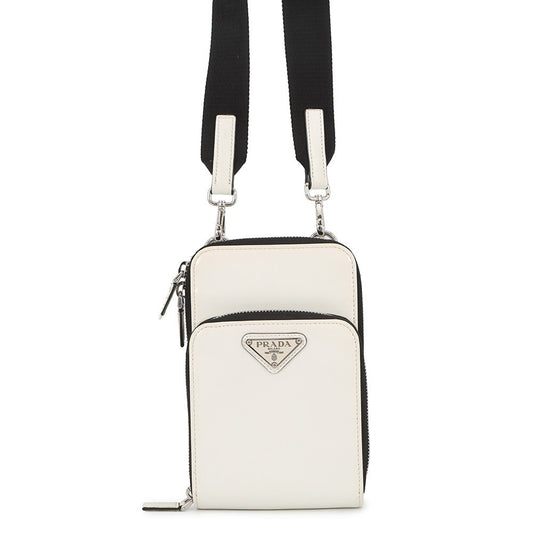PRADA Triangle Smartphone Shoulder White2ZH126 Leather