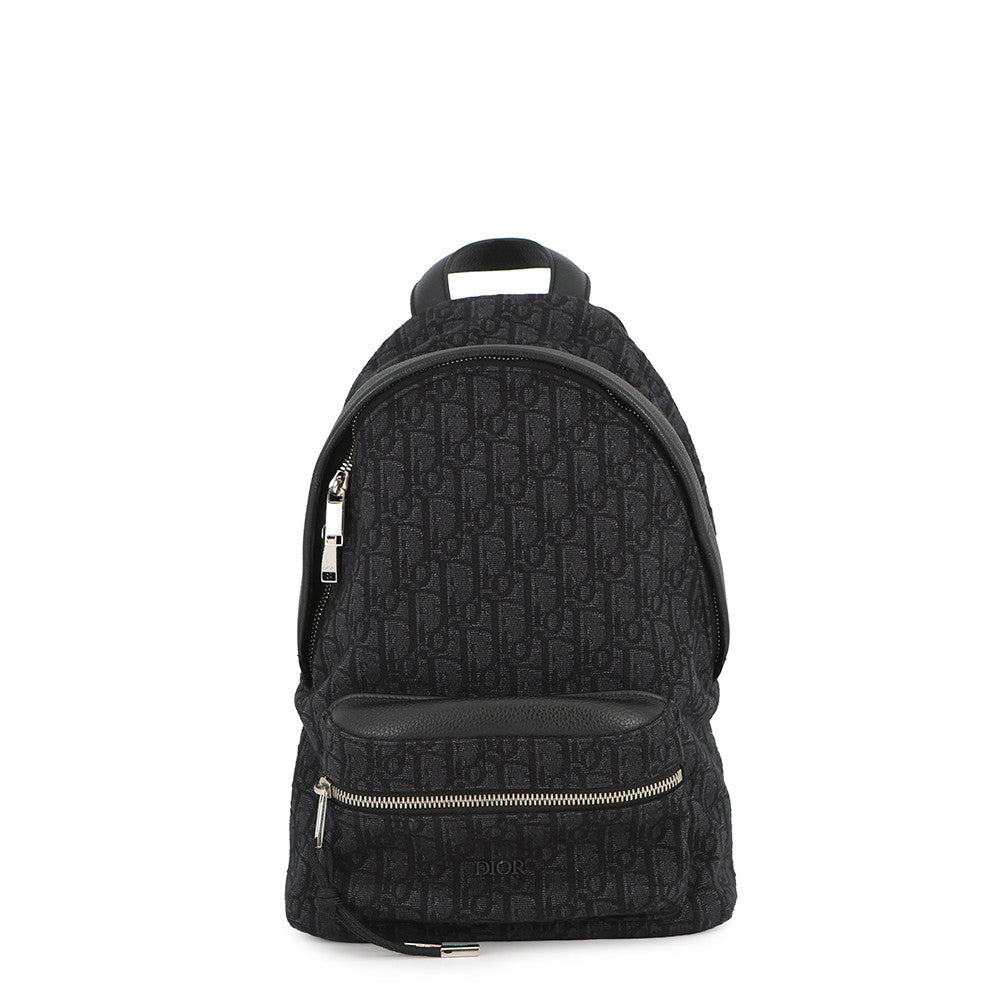 Dior Oblique Rider Backpack Black Canvas Leather