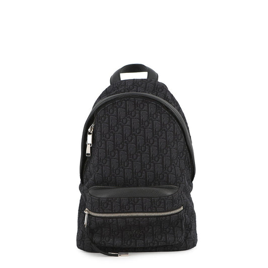 Dior Oblique Rider Backpack Black Canvas Leather