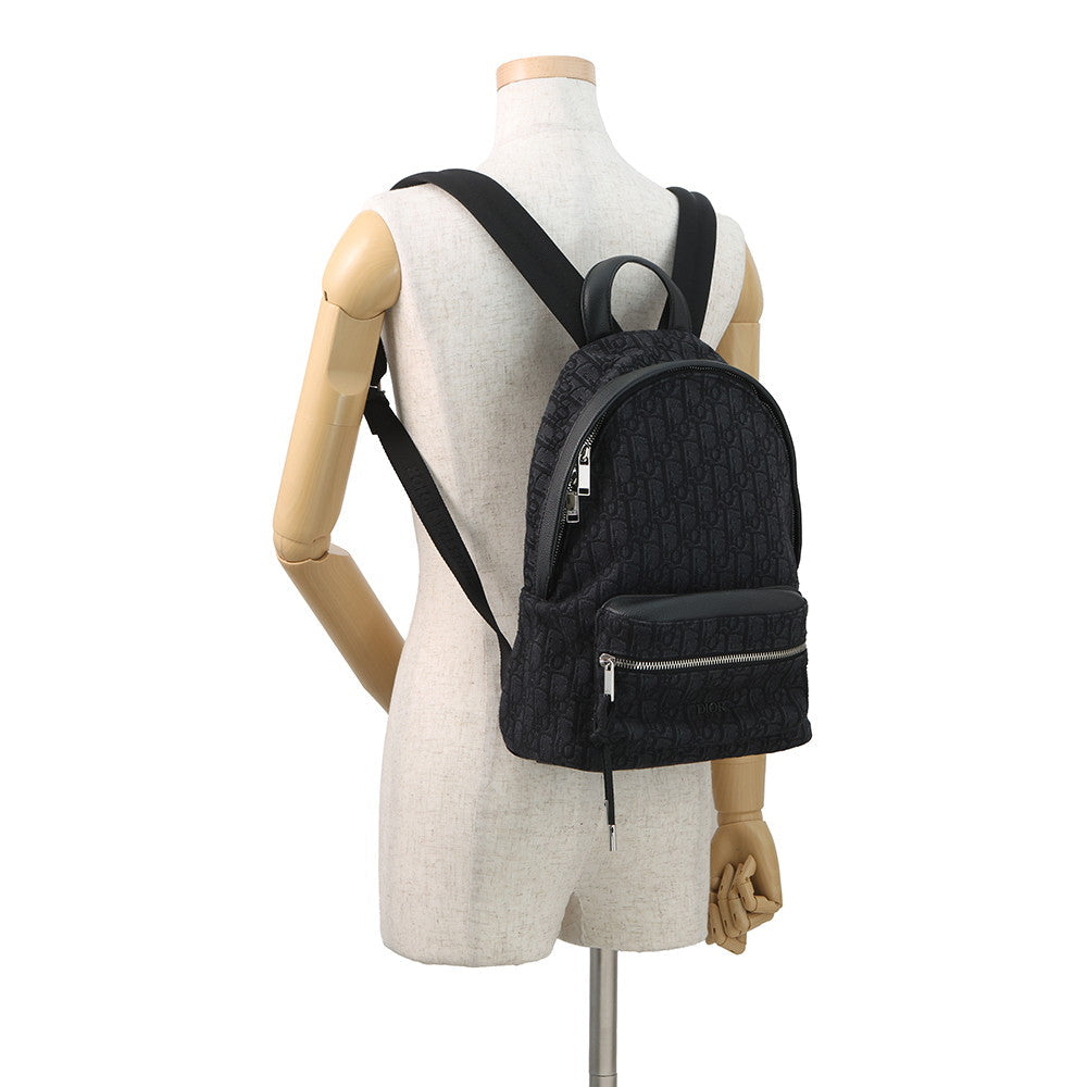 Dior Oblique Rider Backpack Black Canvas Leather
