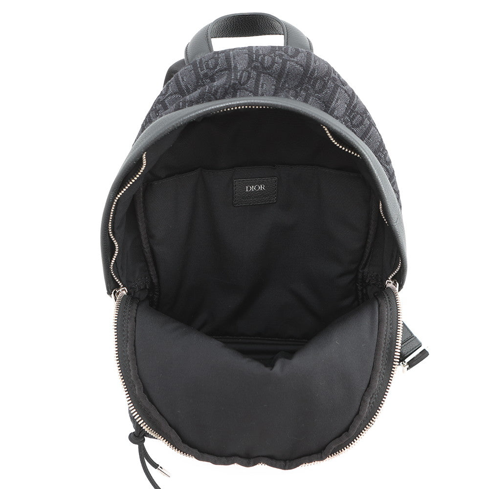Dior Oblique Rider Backpack Black Canvas Leather