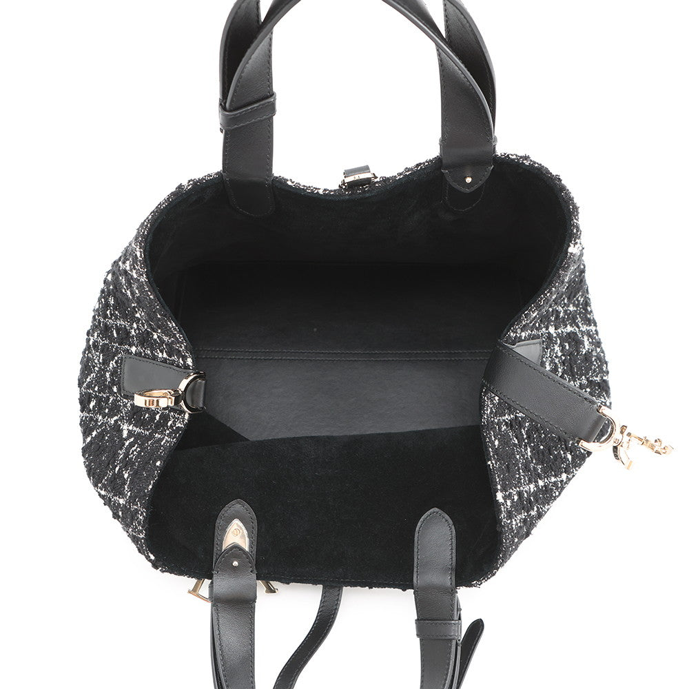 Dior Cannage to JulesBag Black/WhiteM2821OTKV_M911 Tweed Calf Leather Size Medium