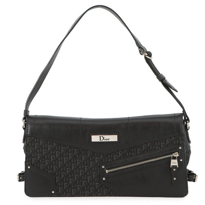 Dior Street Chic One Shoulder Bag Black Canvas Leather