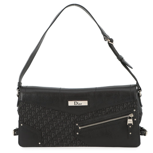 Dior Street Chic One Shoulder Bag Black Canvas Leather