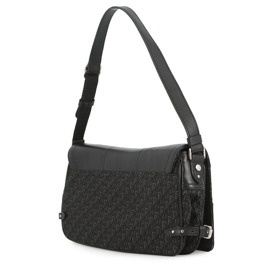 Dior Street Chic One Shoulder Bag Black Canvas Leather