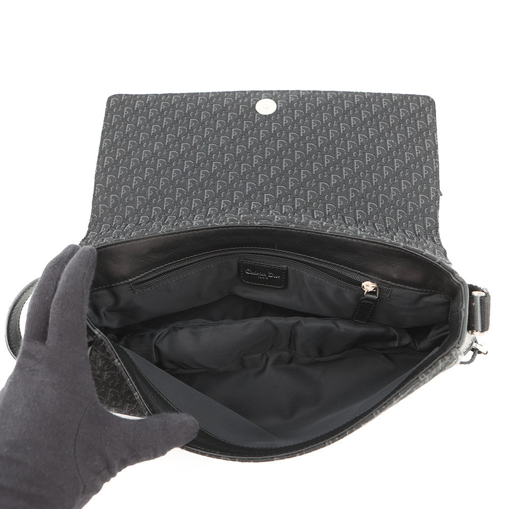 Dior Street Chic One Shoulder Bag Black Canvas Leather