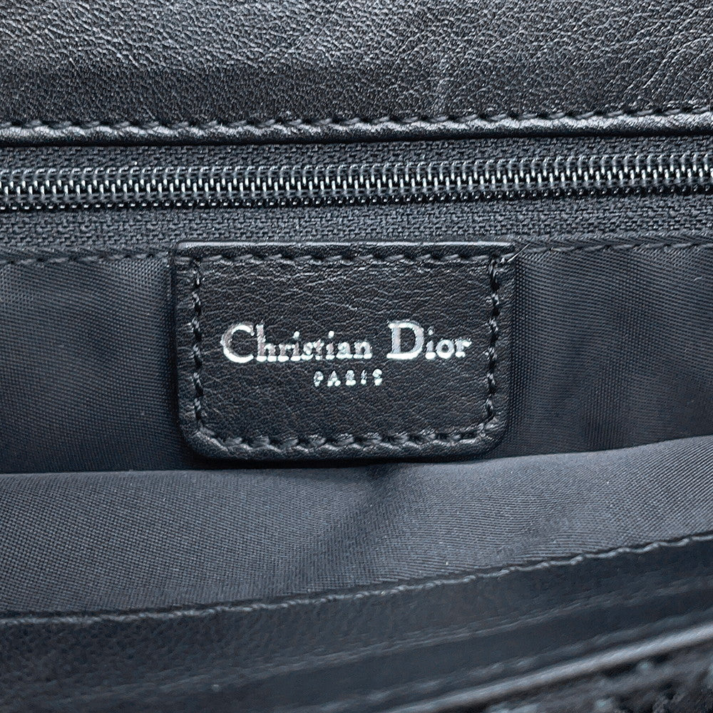 Dior Street Chic One Shoulder Bag Black Canvas Leather