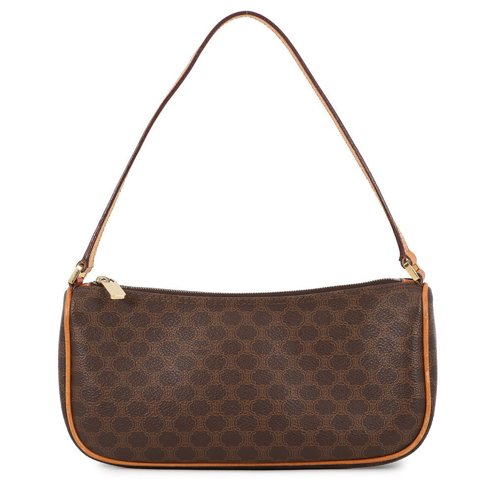 CELINE Macadam Pattern Accessories Pouch Brown PVC Leather