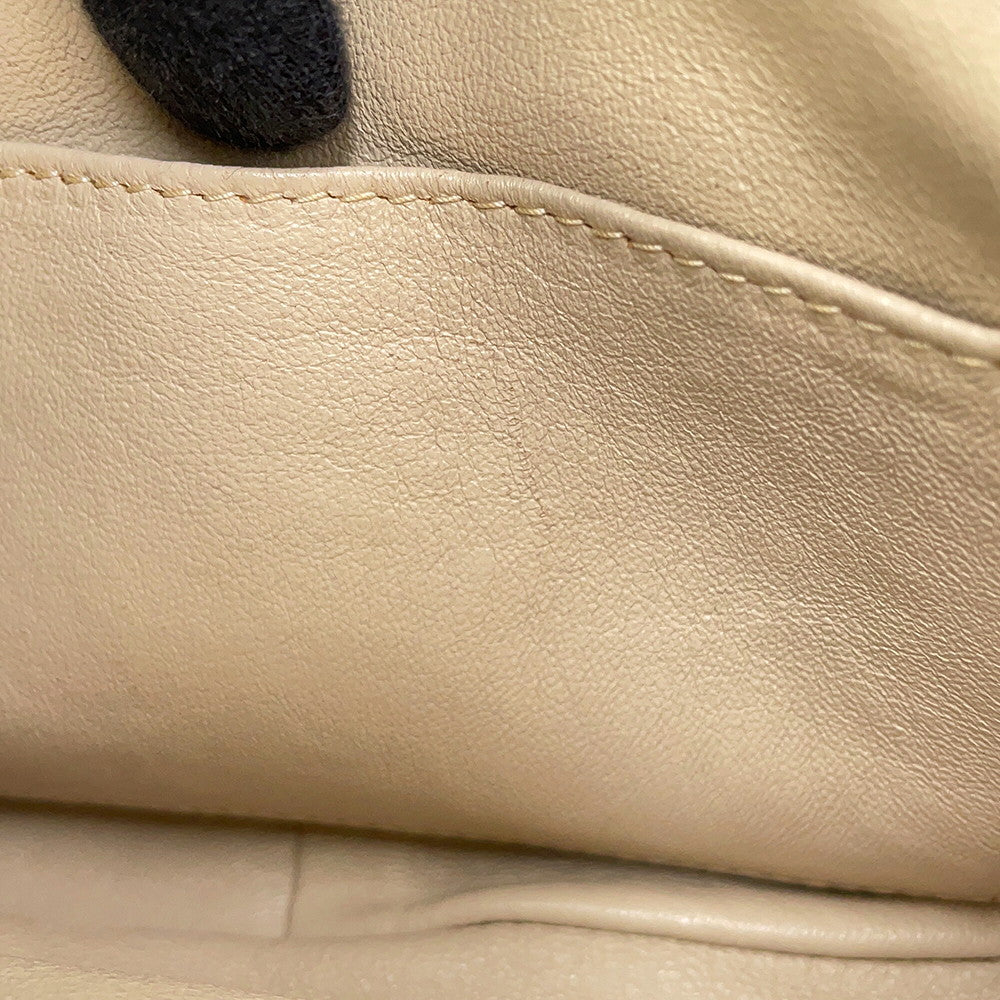 CHANEL CC Logo Matelasse Shoulder Bag Beige Canvas Leather