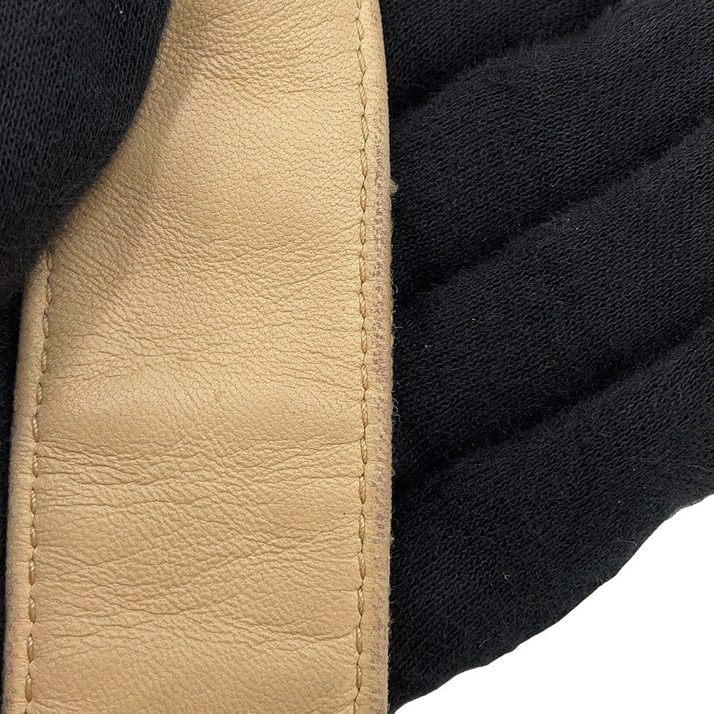 CHANEL CC Logo Matelasse Shoulder Bag Beige Canvas Leather