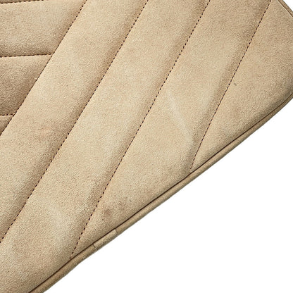CHANEL Bias stitch Shoulder Bag Beige suede