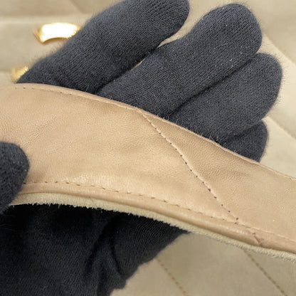 CHANEL Bias stitch Shoulder Bag Beige suede