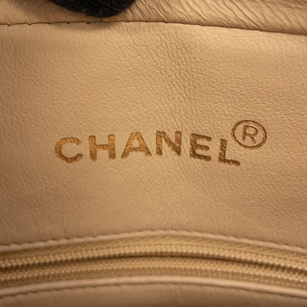 CHANEL Bias stitch Shoulder Bag Beige suede