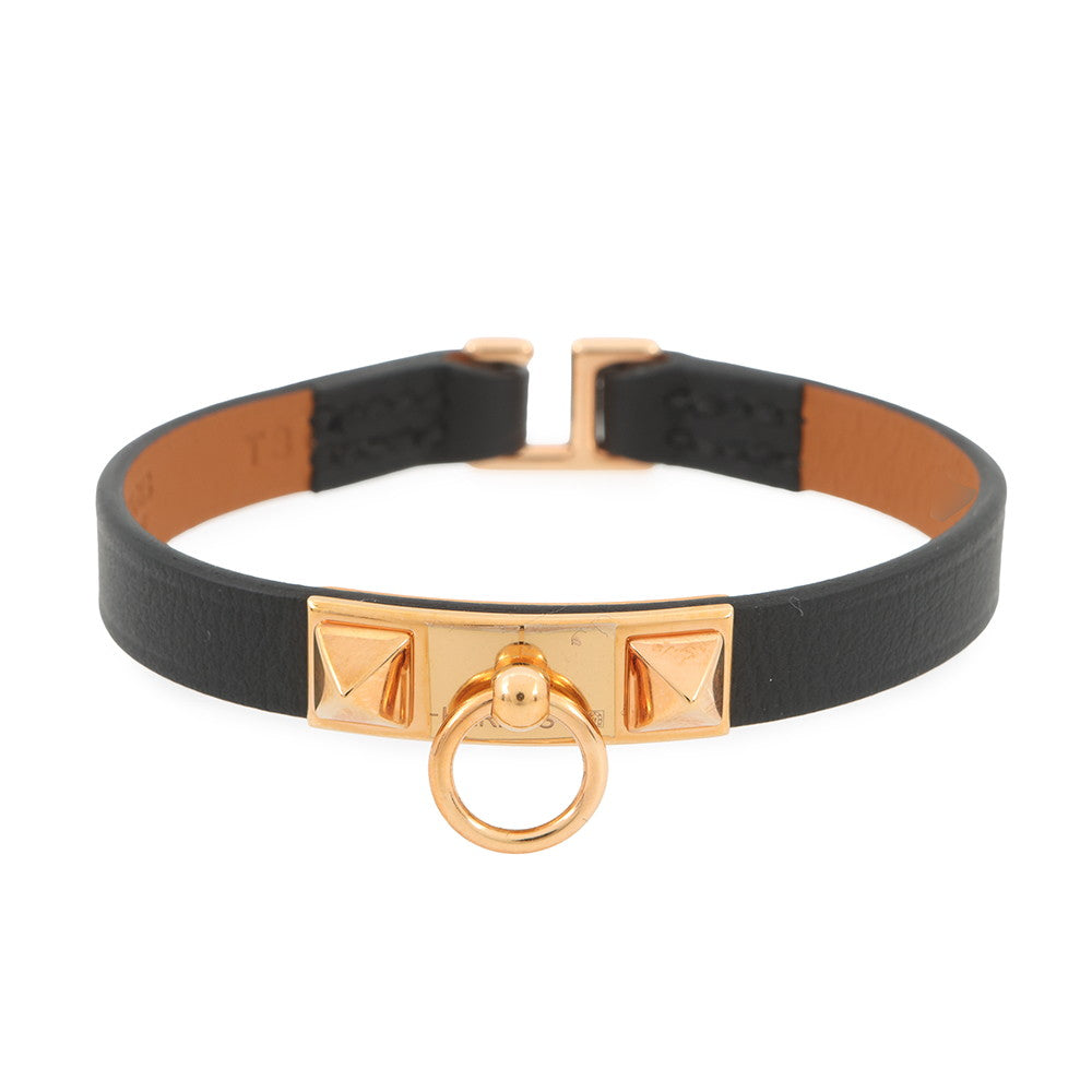 HERMES Bracelet Mini Rival Size T3 Black Swift Leather