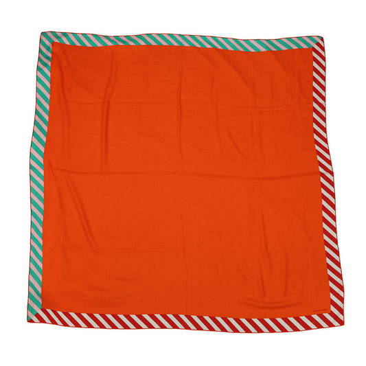 HERMES Carre Jean Size 140 Orange/White/Red/Light Green Cashmere70% Silk30%