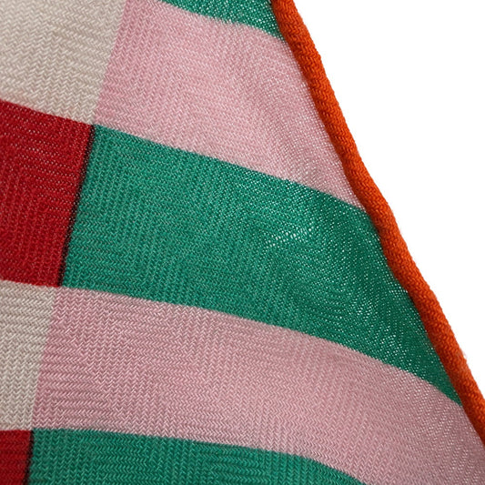 HERMES Carre Jean Size 140 Orange/White/Red/Light Green Cashmere70% Silk30%