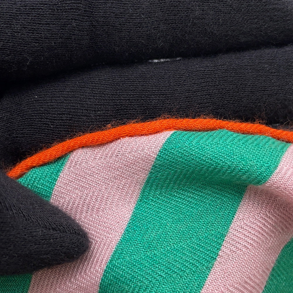 HERMES Carre Jean Size 140 Orange/White/Red/Light Green Cashmere70% Silk30%