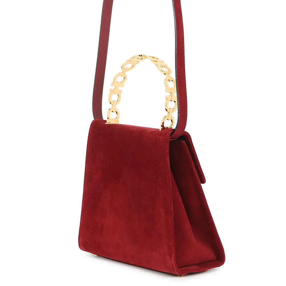 Ferragamo Gancini Handle 2WAY Bag Red suede