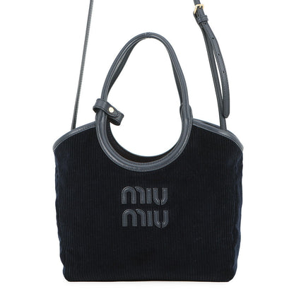 MIUMIU Ivy Corduroy Handbag Navy5BA284_2F81_F0124_V_OON Corduroy Leather Size Small