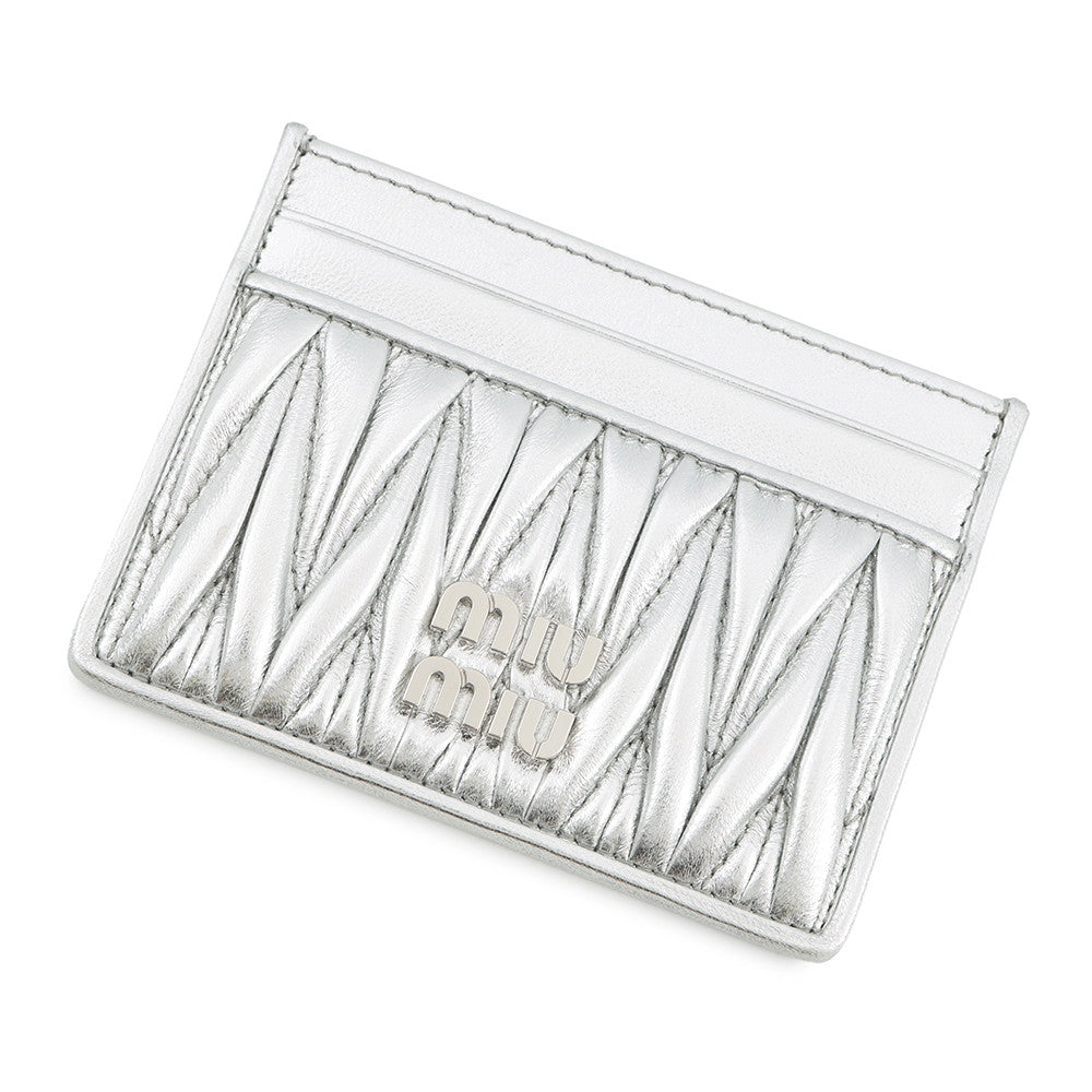 MIUMIU Matelasse Leather Card Case Silver5MC076_2FPP_F0118 Nappa Leather