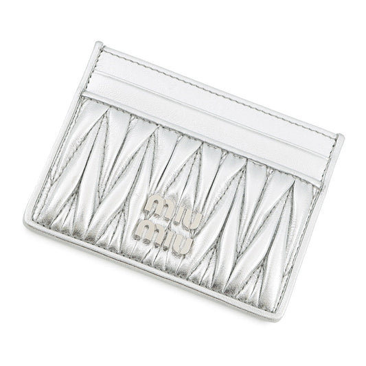 MIUMIU Matelasse Leather Card Case Silver5MC076_2FPP_F0118 Nappa Leather