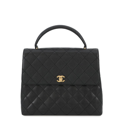CHANEL Matelasse Handbag BlackA12397 Caviar Leather Size 30