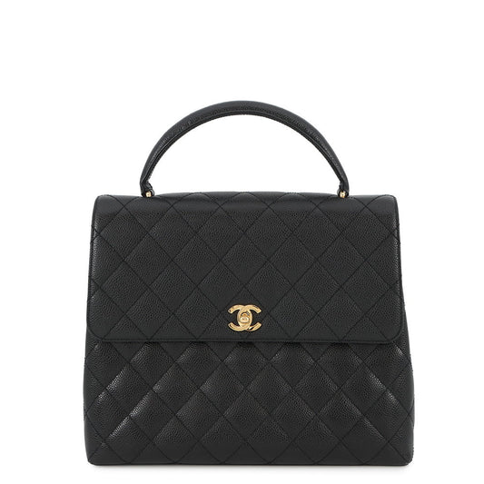 CHANEL Matelasse Handbag BlackA12397 Caviar Leather Size 30