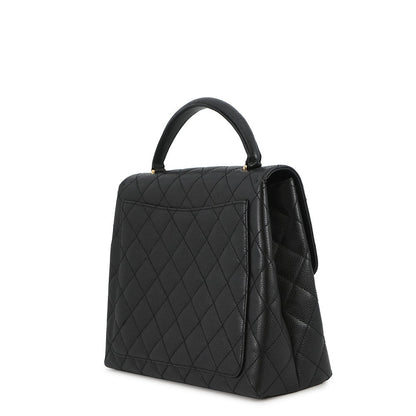 CHANEL Matelasse Handbag BlackA12397 Caviar Leather Size 30