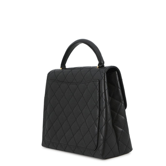 CHANEL Matelasse Handbag BlackA12397 Caviar Leather Size 30