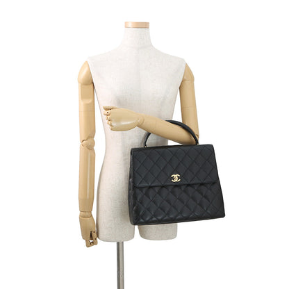 CHANEL Matelasse Handbag BlackA12397 Caviar Leather Size 30