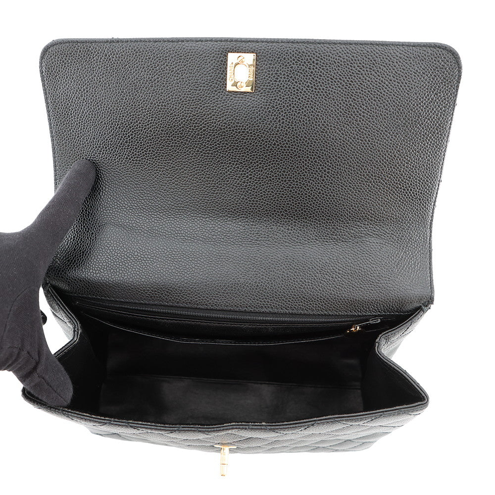 CHANEL Matelasse Handbag BlackA12397 Caviar Leather Size 30