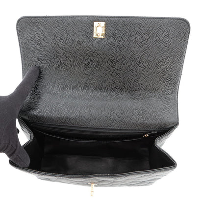 CHANEL Matelasse Handbag BlackA12397 Caviar Leather Size 30