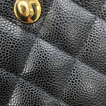 CHANEL Matelasse Handbag BlackA12397 Caviar Leather Size 30