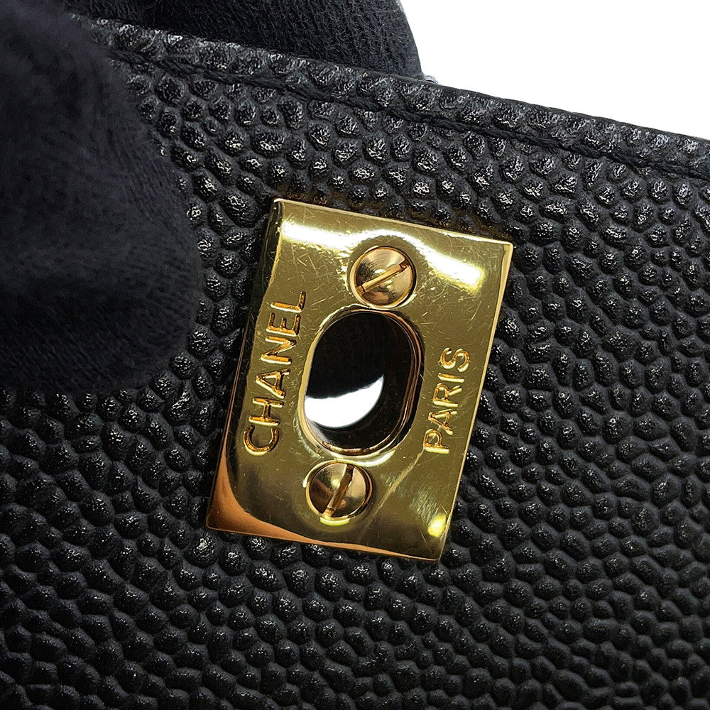 CHANEL Matelasse Handbag BlackA12397 Caviar Leather Size 30