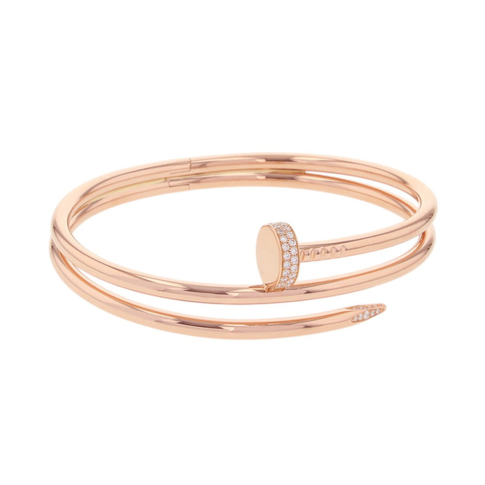 CARTIER Juste Un Clou Bracelet Double Diamond Size 19N6708419/N6708400 18K Pink Gold