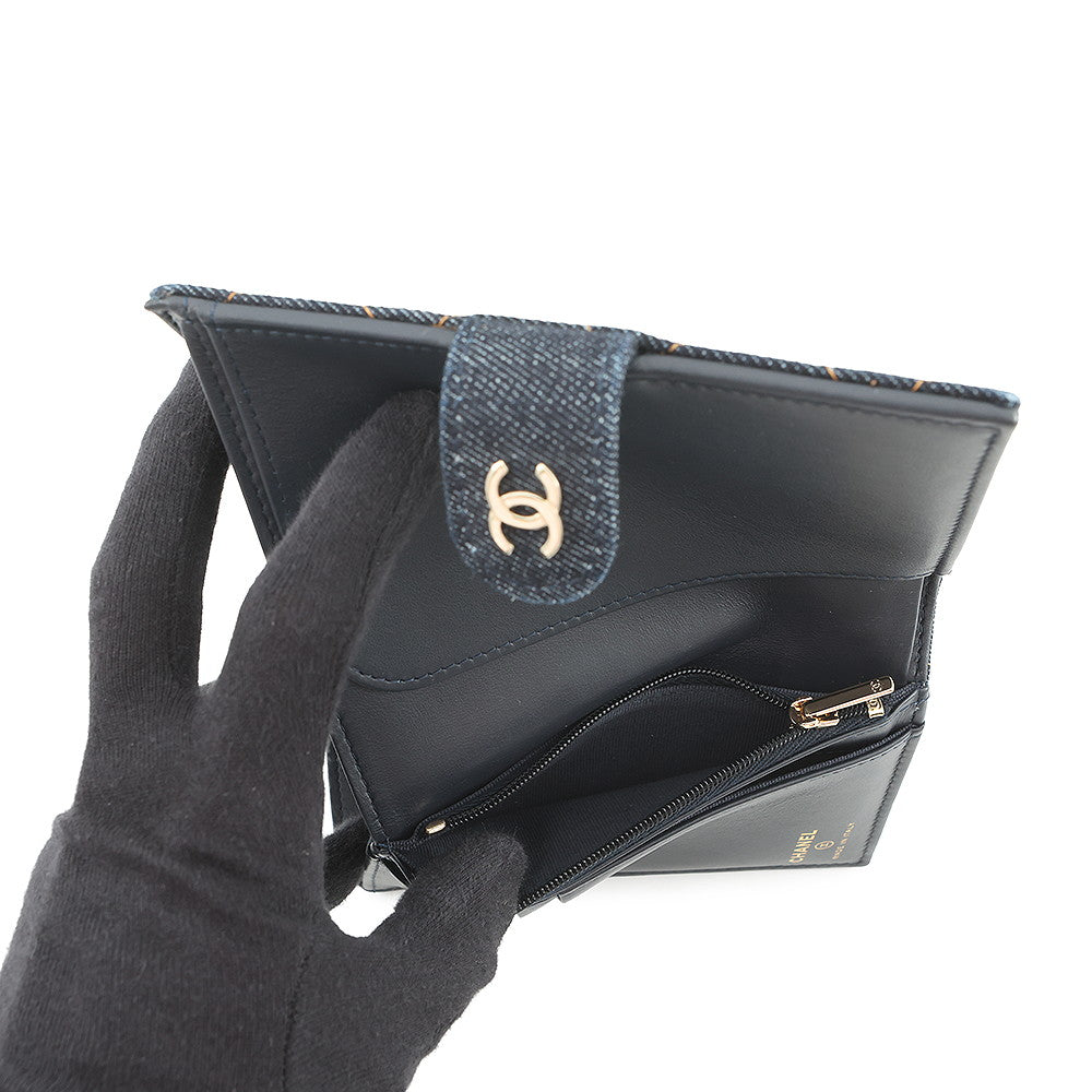 CHANEL Matelasse Wallet with Passport Case NavyAP4665 Denim/Lambskin