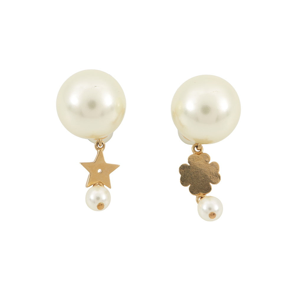 Dior Faux Pearl Earrings Gold Plated Faux Pearl Rhinestone