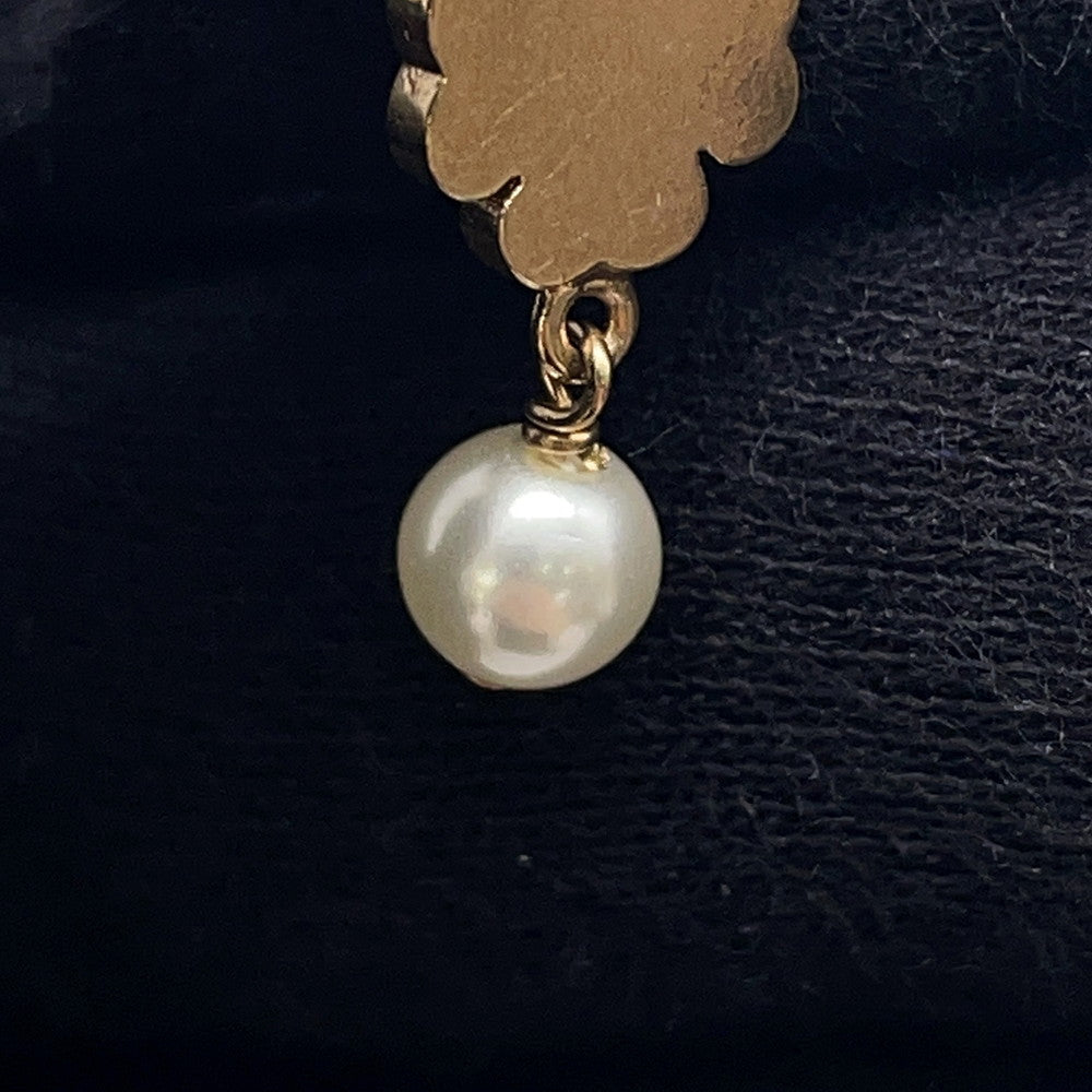 Dior Faux Pearl Earrings Gold Plated Faux Pearl Rhinestone