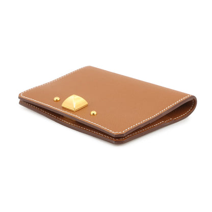 HERMES Medall Card Case Gold Veau Madame