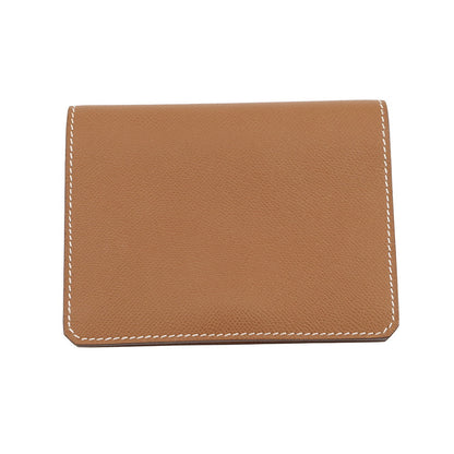 HERMES Medall Card Case Gold Veau Madame